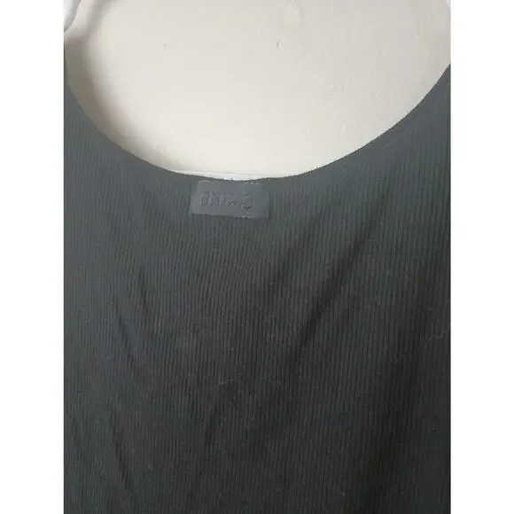 Skims Tank Top XL Cotton Ribbed Cropped Rounded Scoop Neck Black - Picture 5 of 5